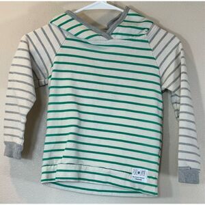 Purl Lamb Toddler Cozy Green & Gray Striped Hoodie Sweatshirt Size 5/6T